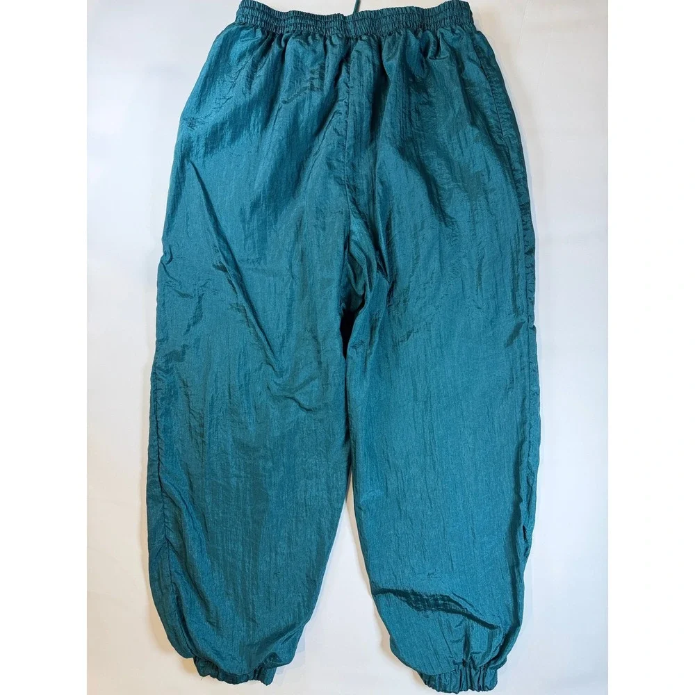 Bold Spirit Vintage 80s Track Pants Womens XL Teal Nylon Windbreaker Joggers - Picture 5 of 11